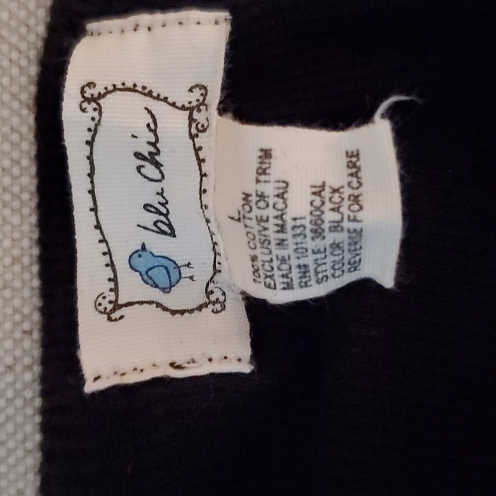 Blu Chic Black Rhinestone 100% Cotton 3/4 Sleeve Top - Picture 6 of 6